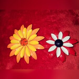 Vintage Colorful Flower Brooch Set